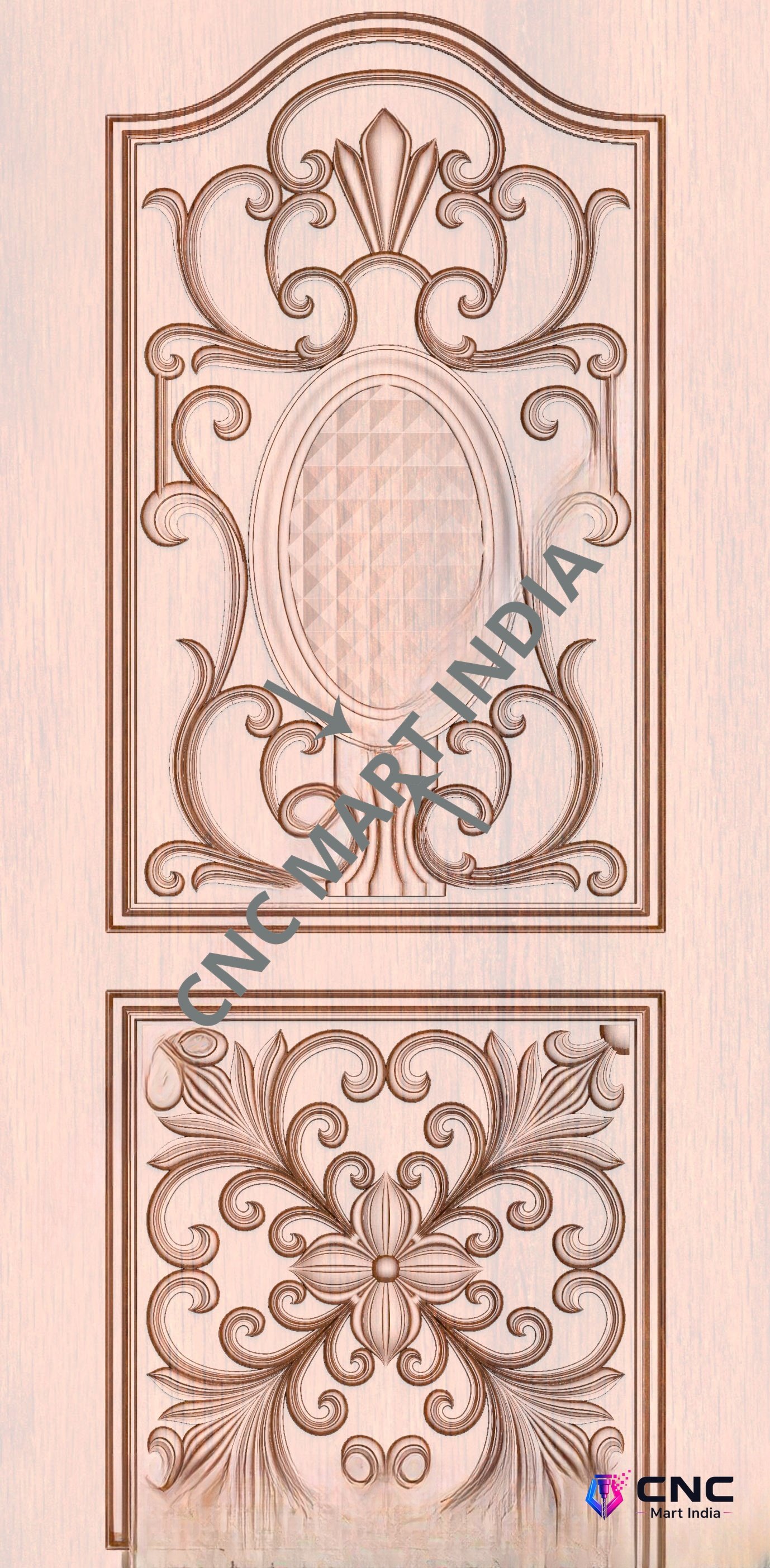 Arch - ARCH-23 Ornate Baroque Floral Panel Door 3D Model
